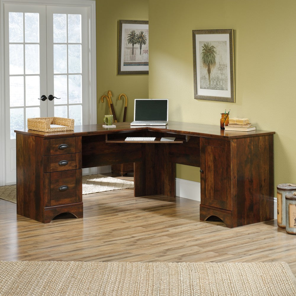 Sauder Harbor View 67inW Corner Desk, Curado Cherry