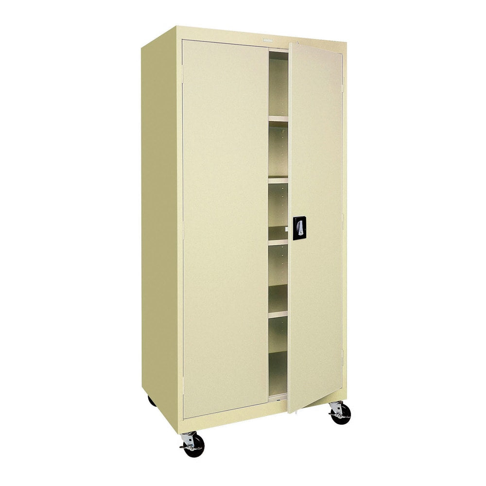 Sandusky Mobile Steel Storage Cabinet, 78inH x 36inW x 24inD, Putty