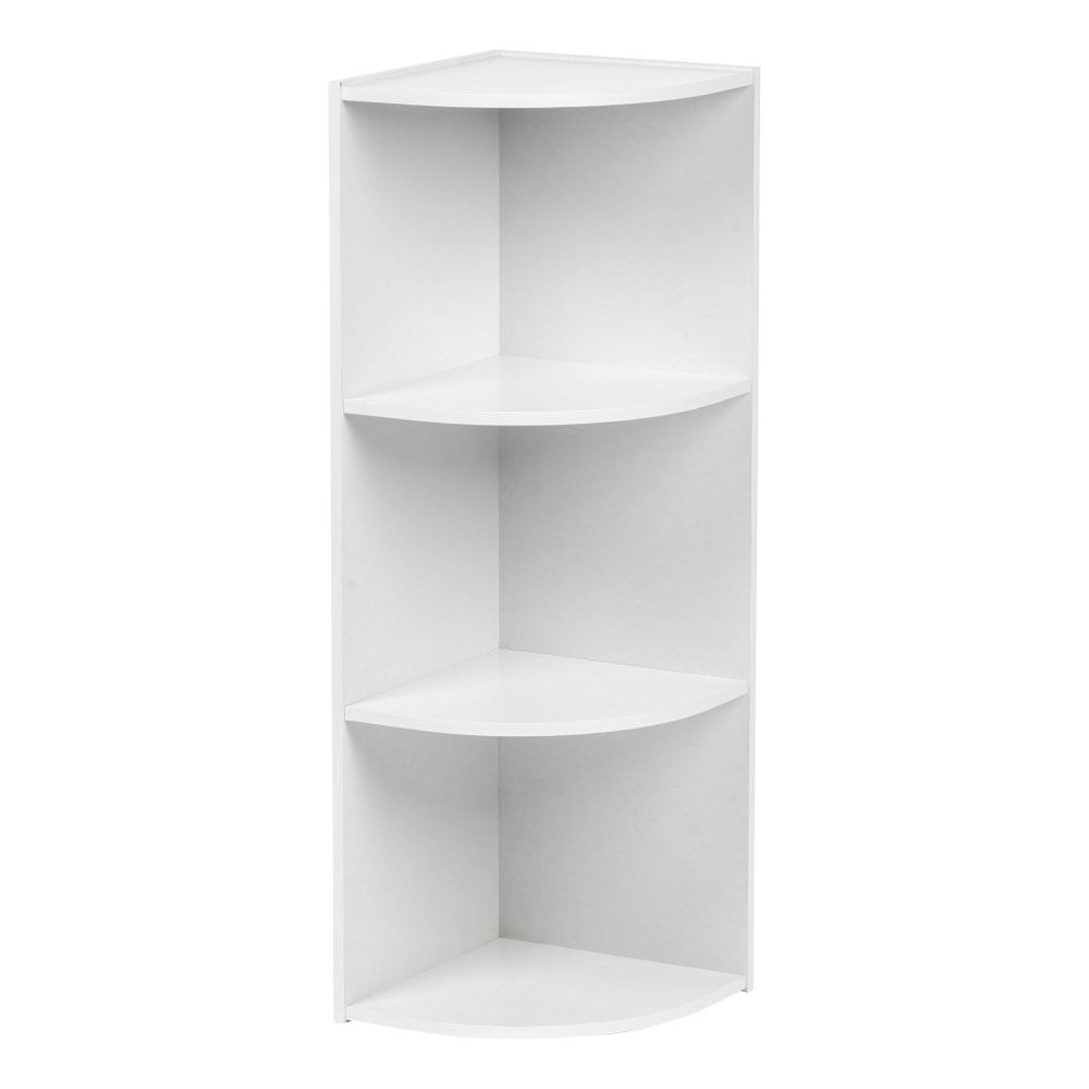 IRIS 35inH Curved 3-Shelf Corner Bookcase, White