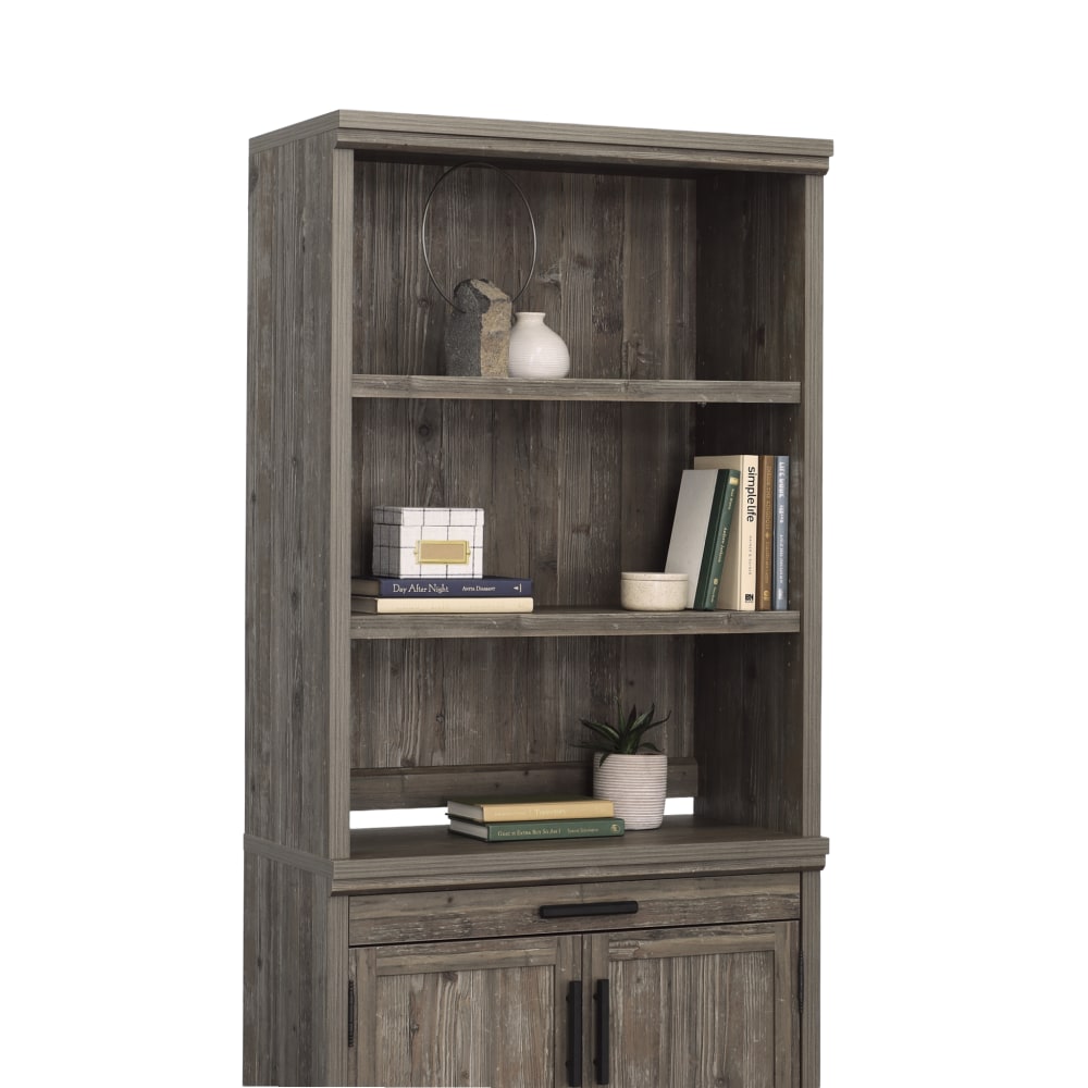 Sauder Aspen Post 31inW Hutch for Lateral File or Library Base Stand, Pebble Pine