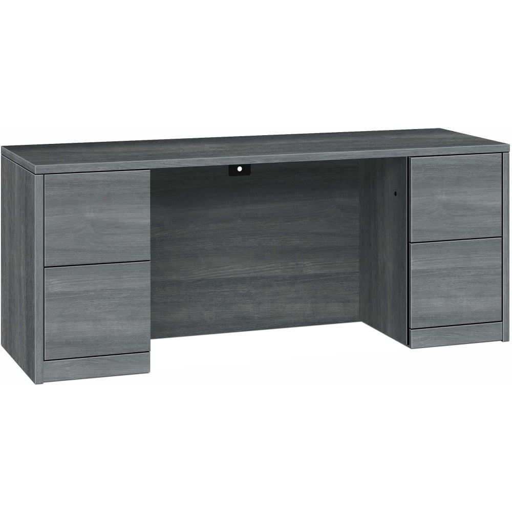 HON 10500 72inW 4-Drawer Pedestal Computer Desk, Sterling Ash