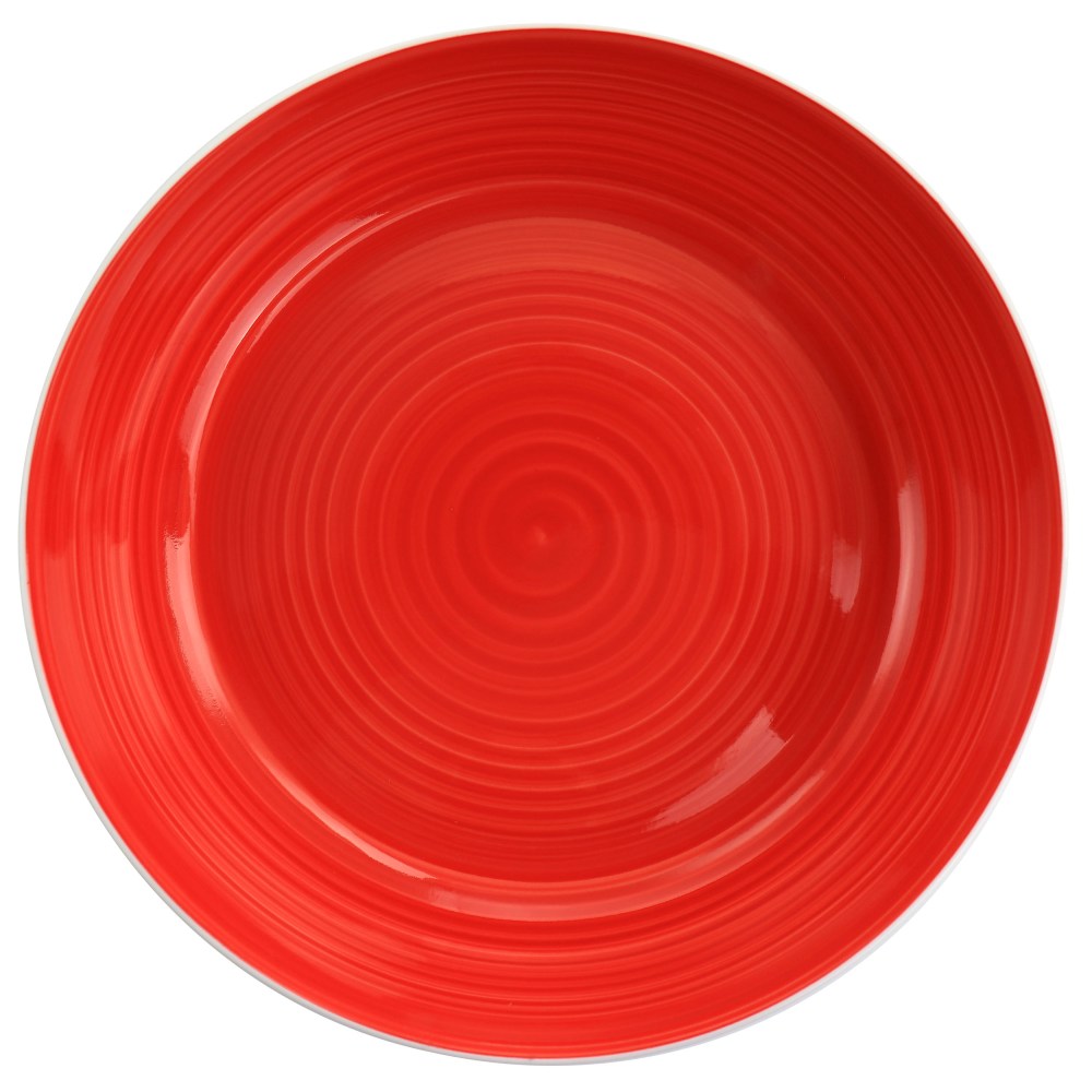 Gibson Home Crenshaw 2-Piece Stoneware Dinner Bowl Set, 8-1/2in, Red/White