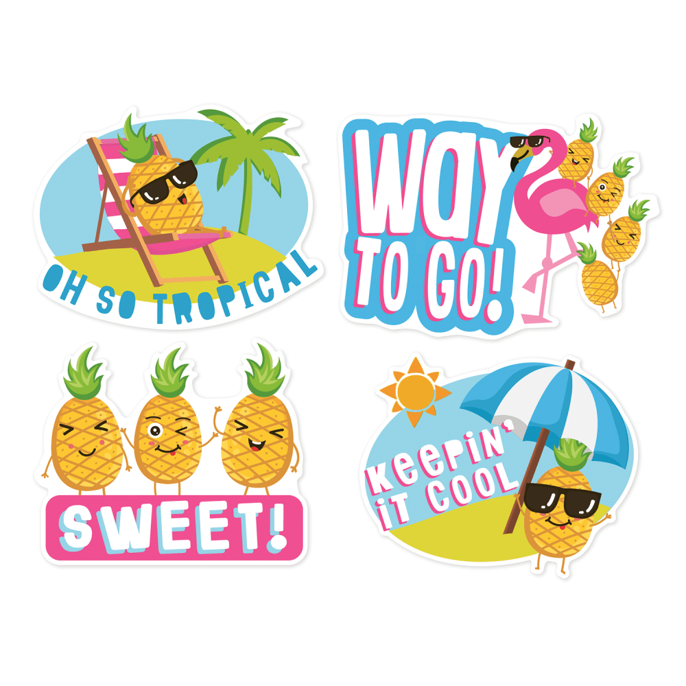 Eureka Jumbo Scented Stickers, Pineapple, 12 Stickers Per Pack, Set Of 6 Packs