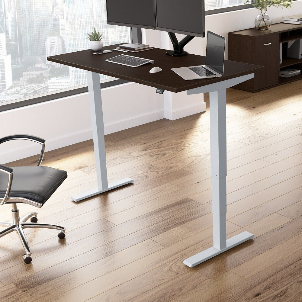 Move 40 Series by Bush Business Furniture Electric Height-Adjustable Standing Desk, 60in x 30in, Mocha Cherry/Cool Gray Metallic, Standard Delivery