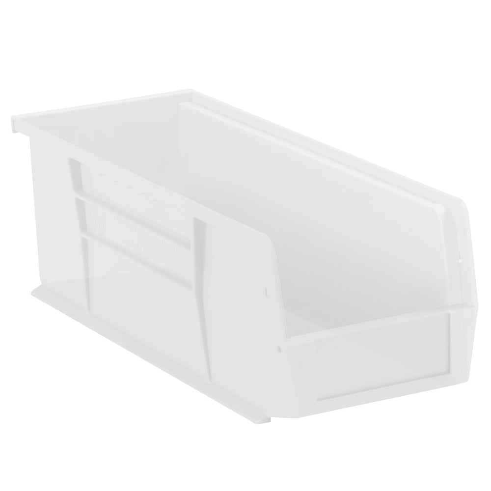 Partners Brand Plastic Stack & Hang Bin Boxes, Small Size, 10 7/8in x 4 1/8in x 4in, Clear, Pack Of 12