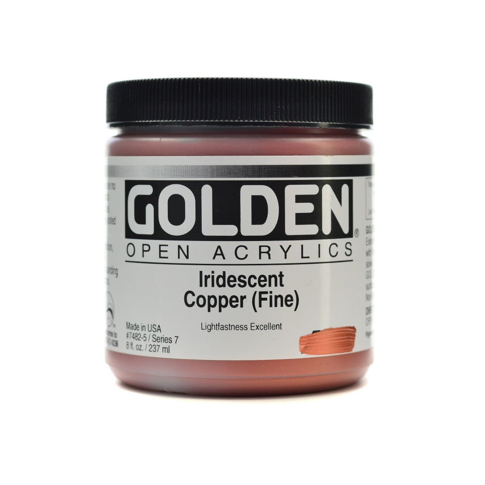 Golden OPEN Acrylic Paint, 8 Oz Jar, Iridescent Copper (Fine)