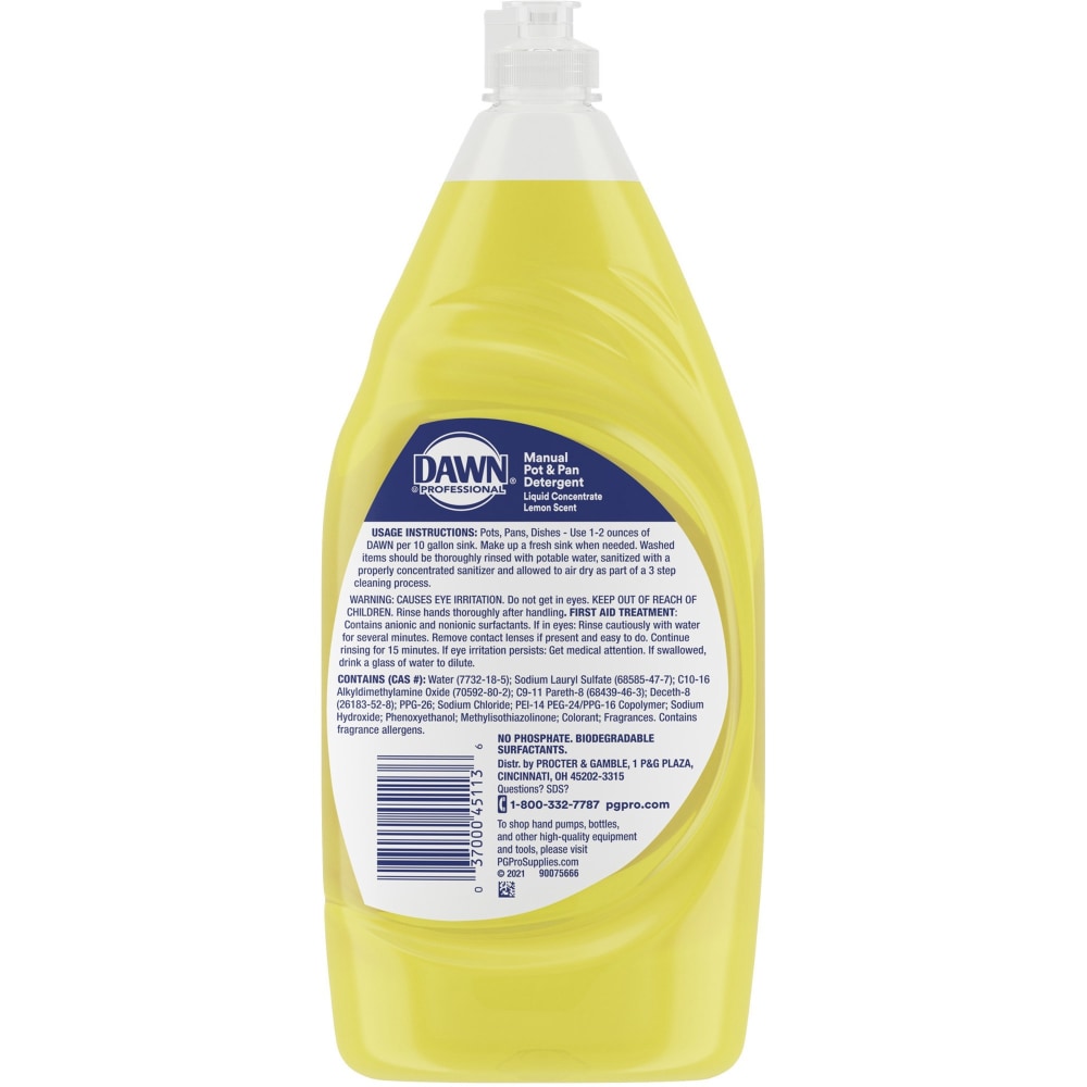 Dawn Manual Pot/Pan Detergent - For Dish - 38 fl oz (1.2 quart) - Lemon Scent - 1 Bottle - Yellow