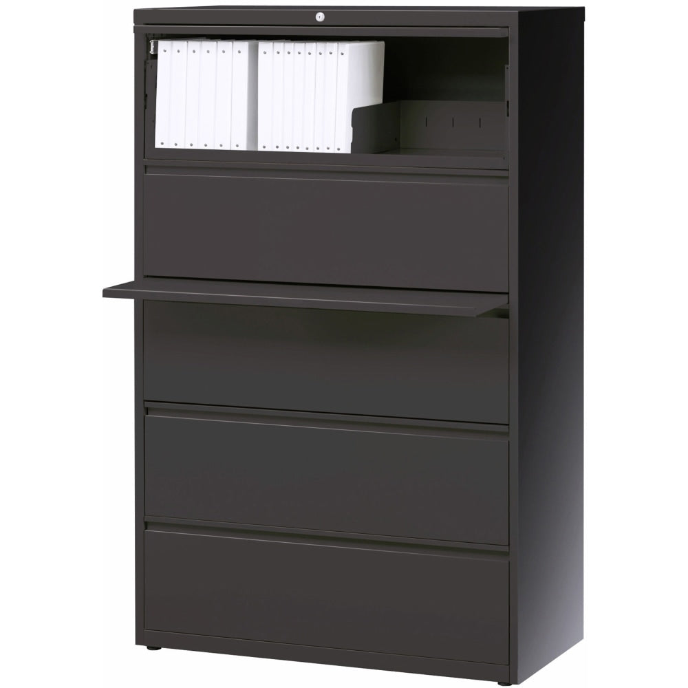 Lorell 42inW x 18-5/8inD Lateral 5-Drawer File Cabinet, Charcoal