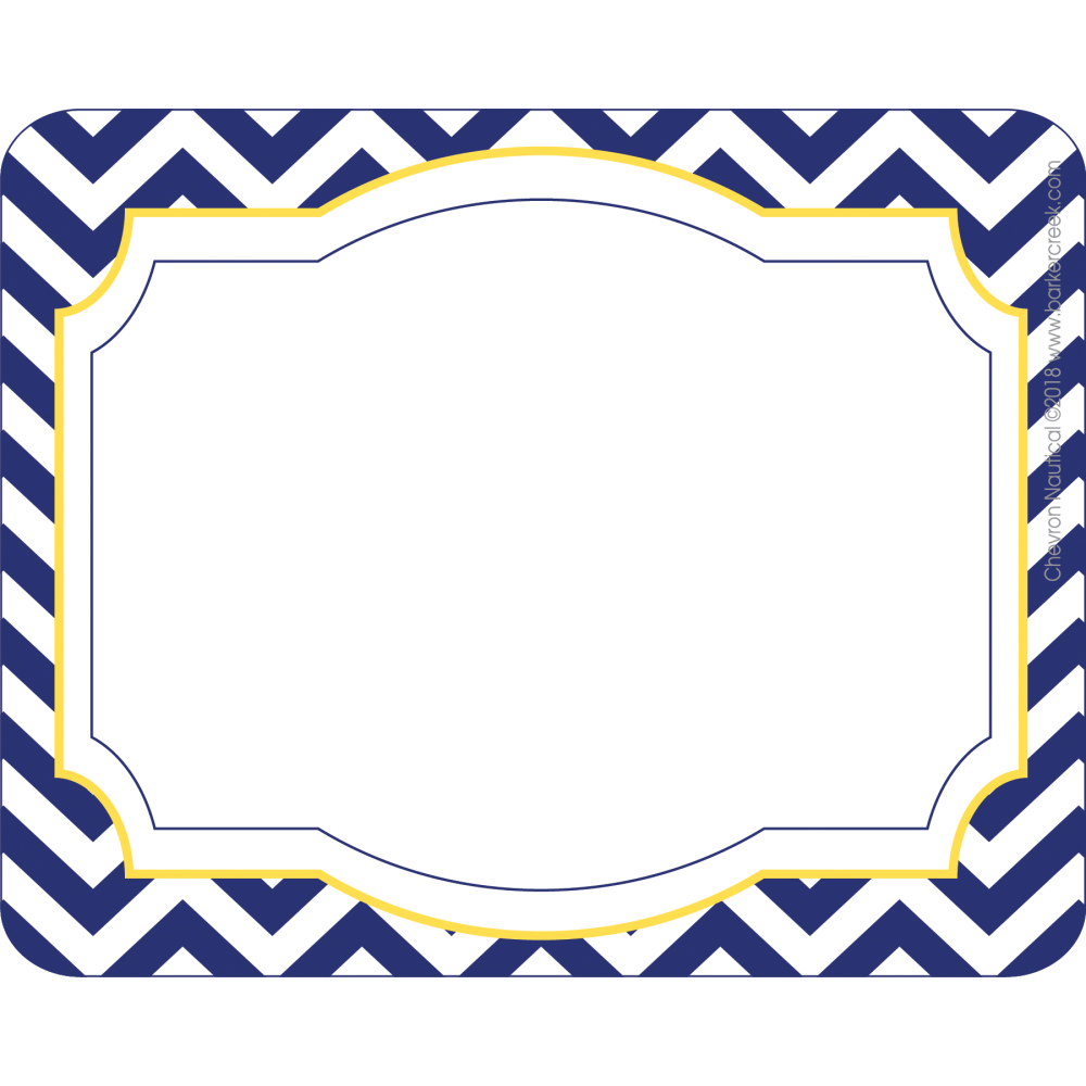 Barker Creek Name Tags, 2 -3/4" x 3 1/2", Nautical Chevron, 45 Name Tags Per Pack, Case Of 2 Packs