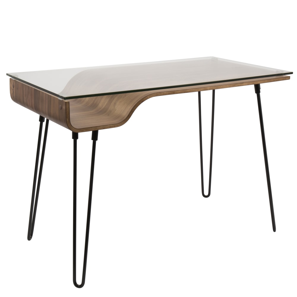 Lumisource Avery Mid-Century Modern 45inW Writing Desk, Walnut/Black