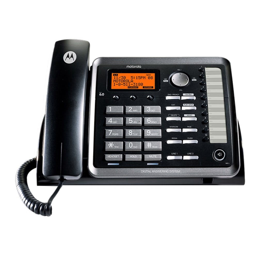 Motorola Corded Desk Phone And Digital Answering System, Black, ML25254