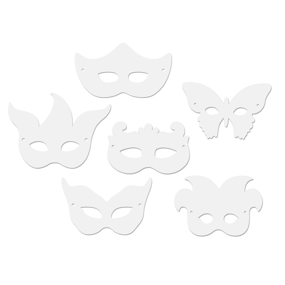 Creativity Street Card Stock Die-Cut Paper Masks, White, 24 Masks Per Pack, Set Of 6 Packs