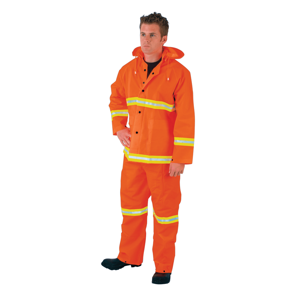 MCR Safety Three-Piece PVC Rain Suit, X-Large, Orange