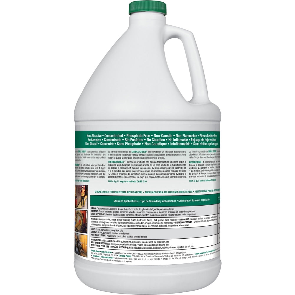 Simple Green Industrial Cleaner/Degreaser - Concentrate - 128 fl oz (4 quart) - Original Scent - 168 / Pallet - White