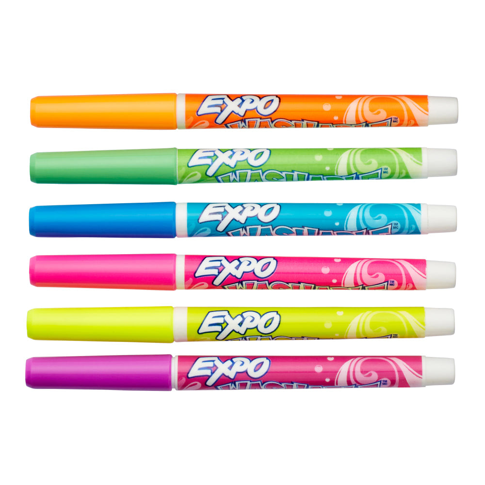 EXPO Washable Dry-Erase Markers, Assorted, Fine Point, Pack Of 6