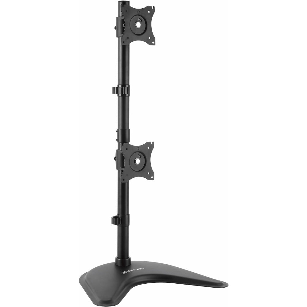 StarTech.com Vertical Dual Monitor Stand - Heavy Duty Steel - Monitors up to 27in - Vesa Monitor - Computer Monitor Stand