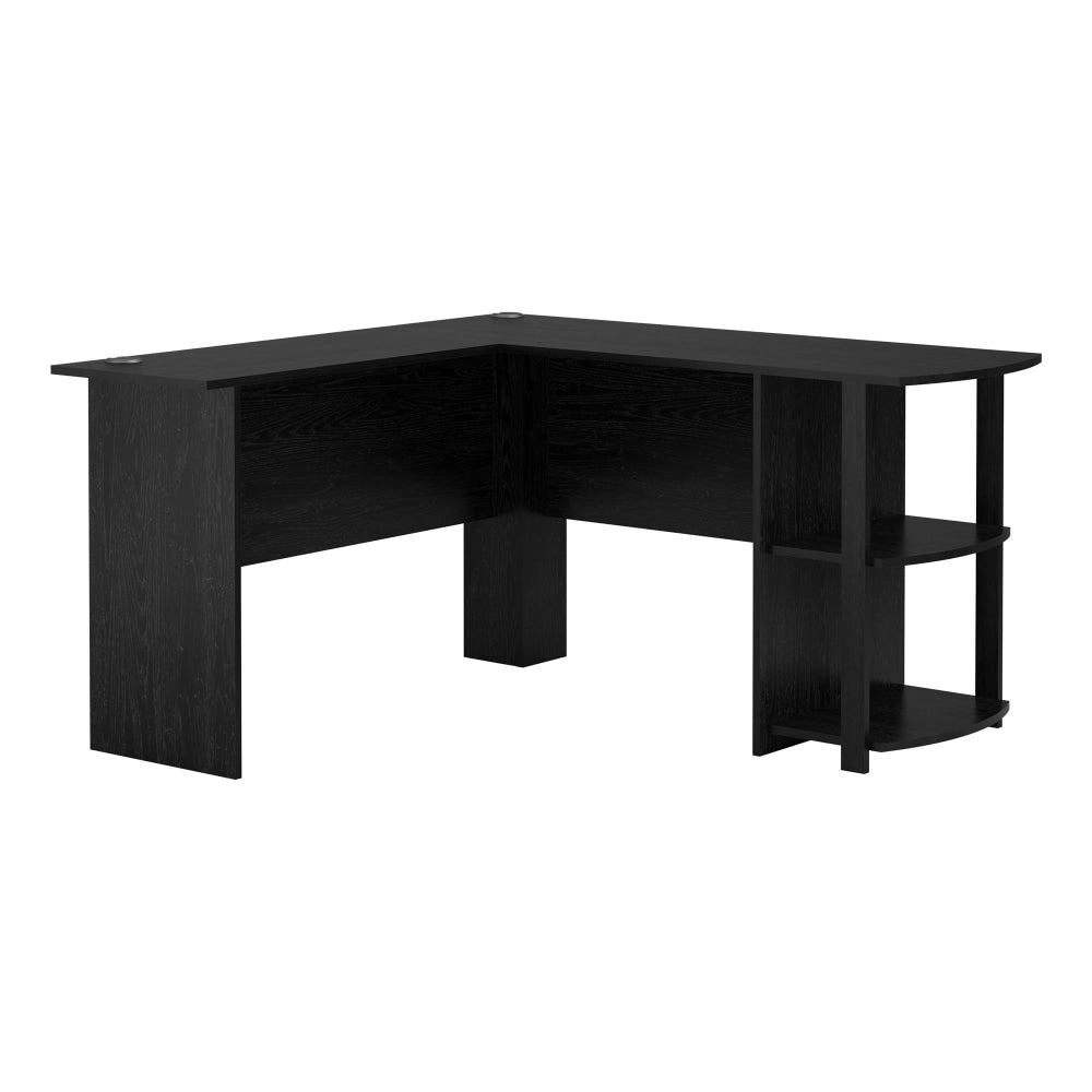 Ameriwood Home Dakota 54inW L-Shaped Corner Desk With Bookshelves, Black Ebony Ash