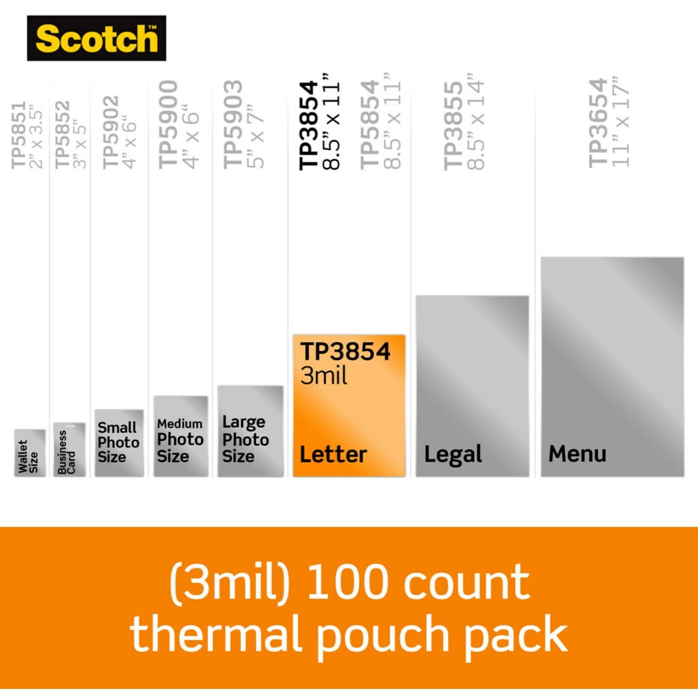 Scotch Thermal Laminating Pouches, 100 Laminating Sheets, 3 mil., Laminate Business Cards, Banners and Essays, Ideal Office or Back to School Supplies, Fits Letter Size (8.9 in x 11.4 in.) Paper