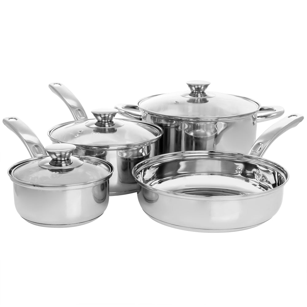 Gibson Home Anston 7-Piece Stainless Steel Cookware Set, Silver