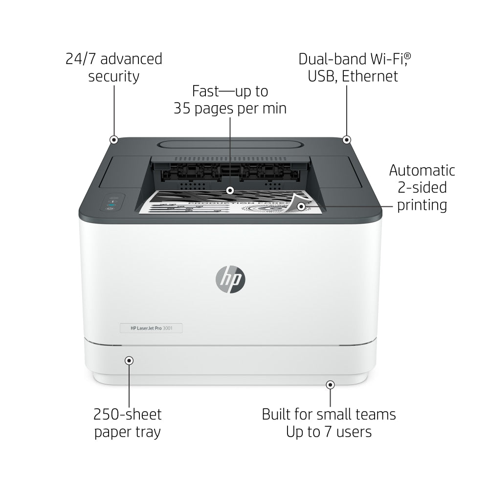 HP LaserJet Pro 3001dw Wireless Laser Monochrome Printer