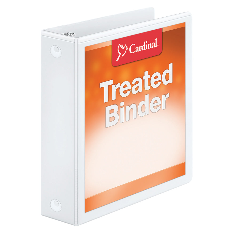 Cardinal Treated ClearVue Locking 3-Ring Binder, 2in Round Rings, 52% Recycled, White