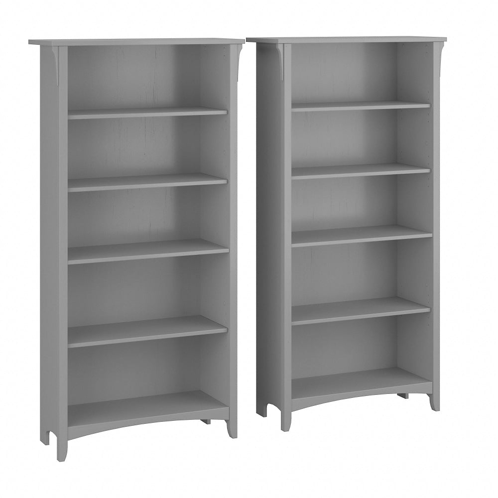 Bush Business Furniture Salinas 63inH 5-Shelf Bookcases, Cape Cod Gray, Set Of 2 Bookcases, Standard Delivery