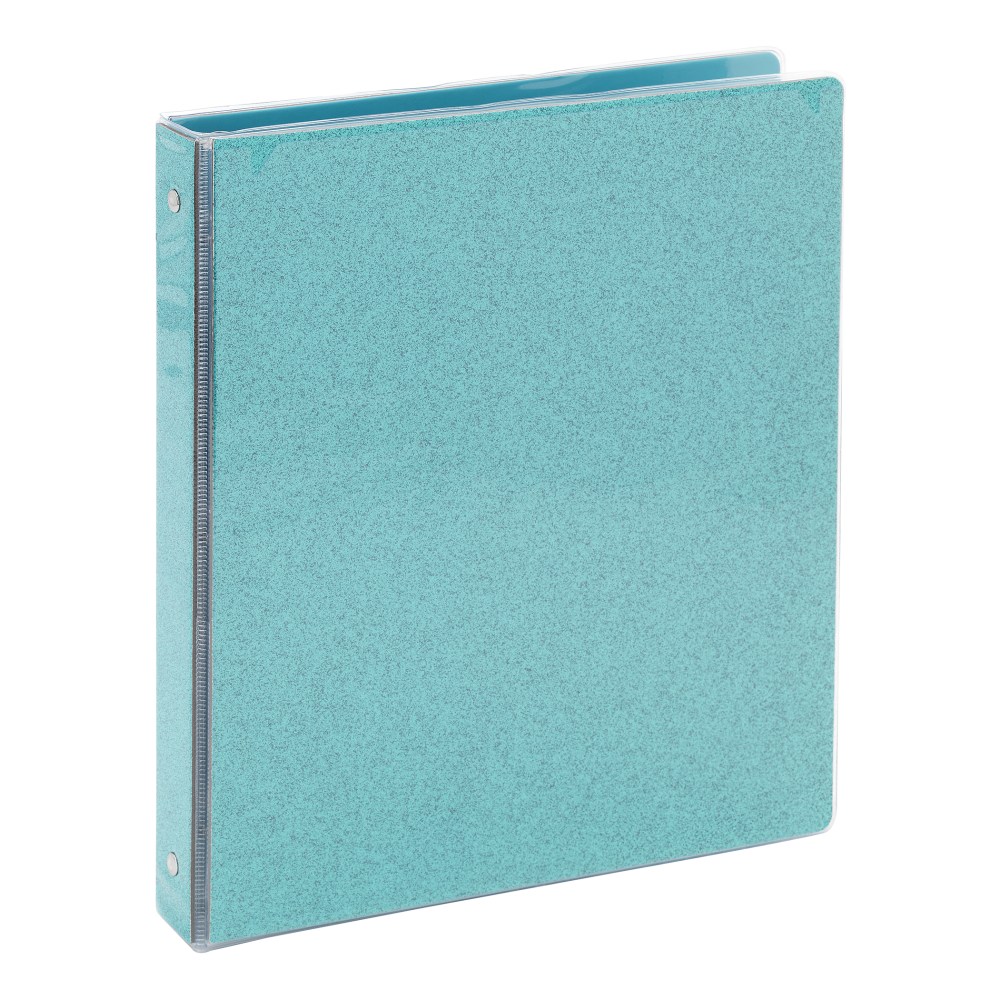 Office Depot Brand Fashion 3-Ring Binder, 1in Round Rings, Teal Glitter