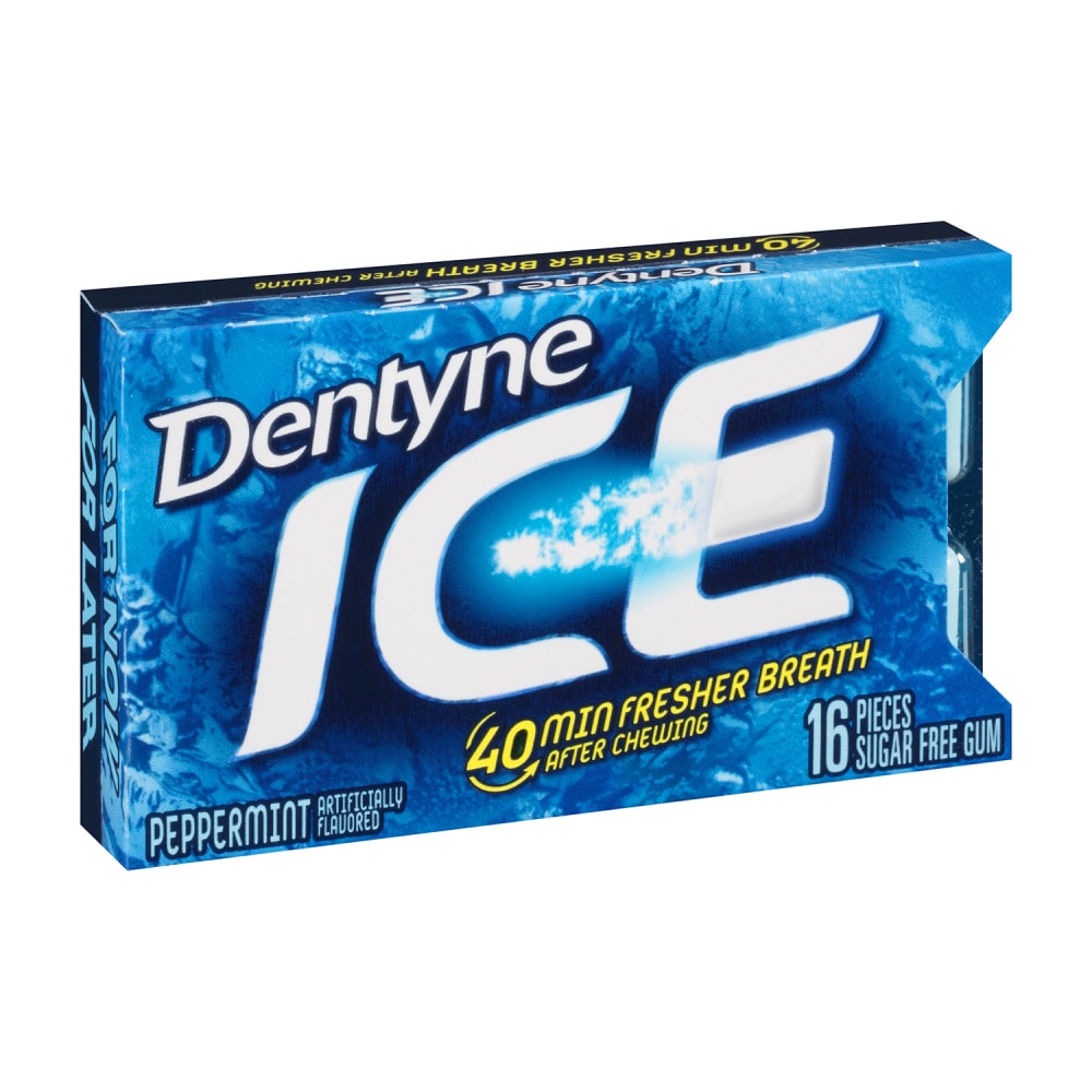 Dentyne Ice Peppermint Sugar-Free Gum, 16 Pieces Per Pack, Box Of 9 Packs