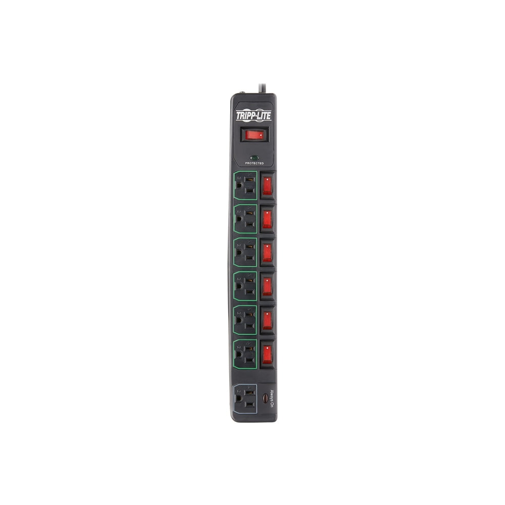 Tripp Lite ECO-Surge 7-Outlet Surge Protector, 6 ft. Cord, 1080 Joules, 6 Individually Controlled Outlets, Black Housing - Surge protector - AC 120 V - 120 VA - output connectors: 7 - 6 ft cord - black