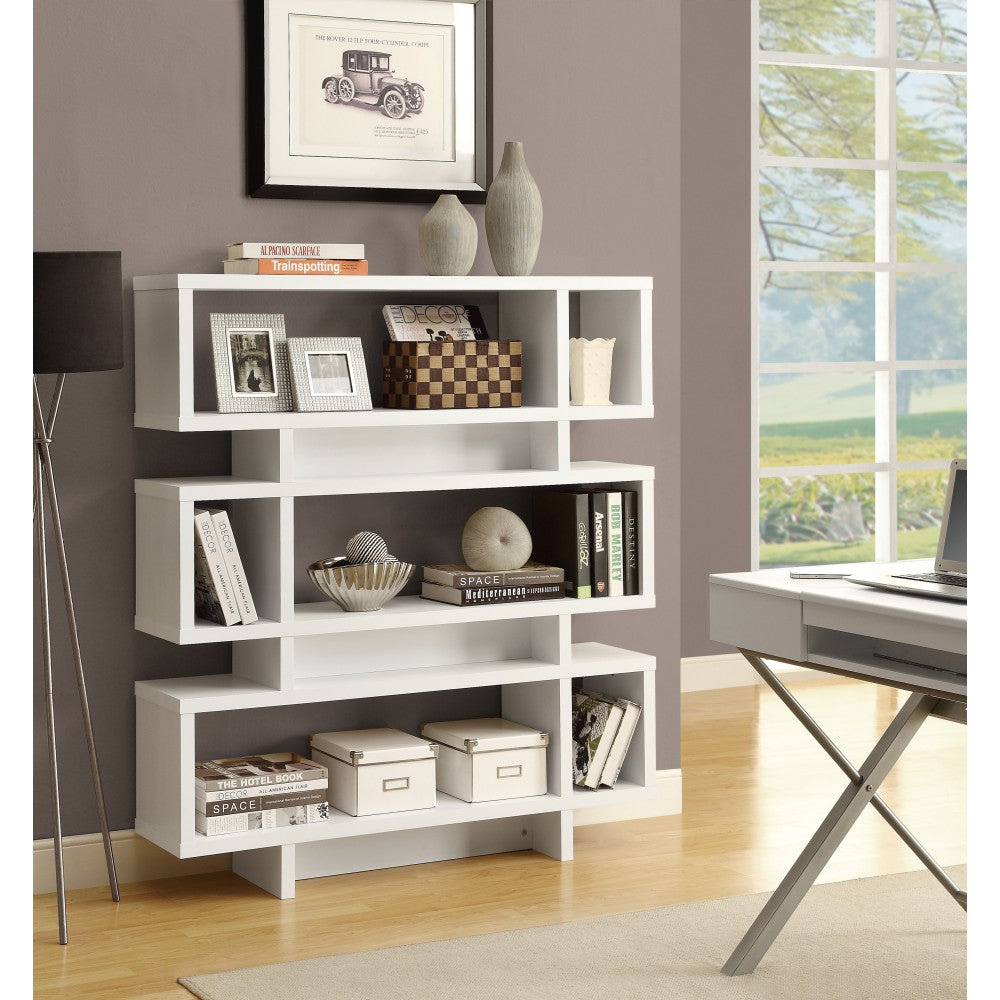 Monarch Specialties 55inH 3-Shelf Modern Bookcase, White