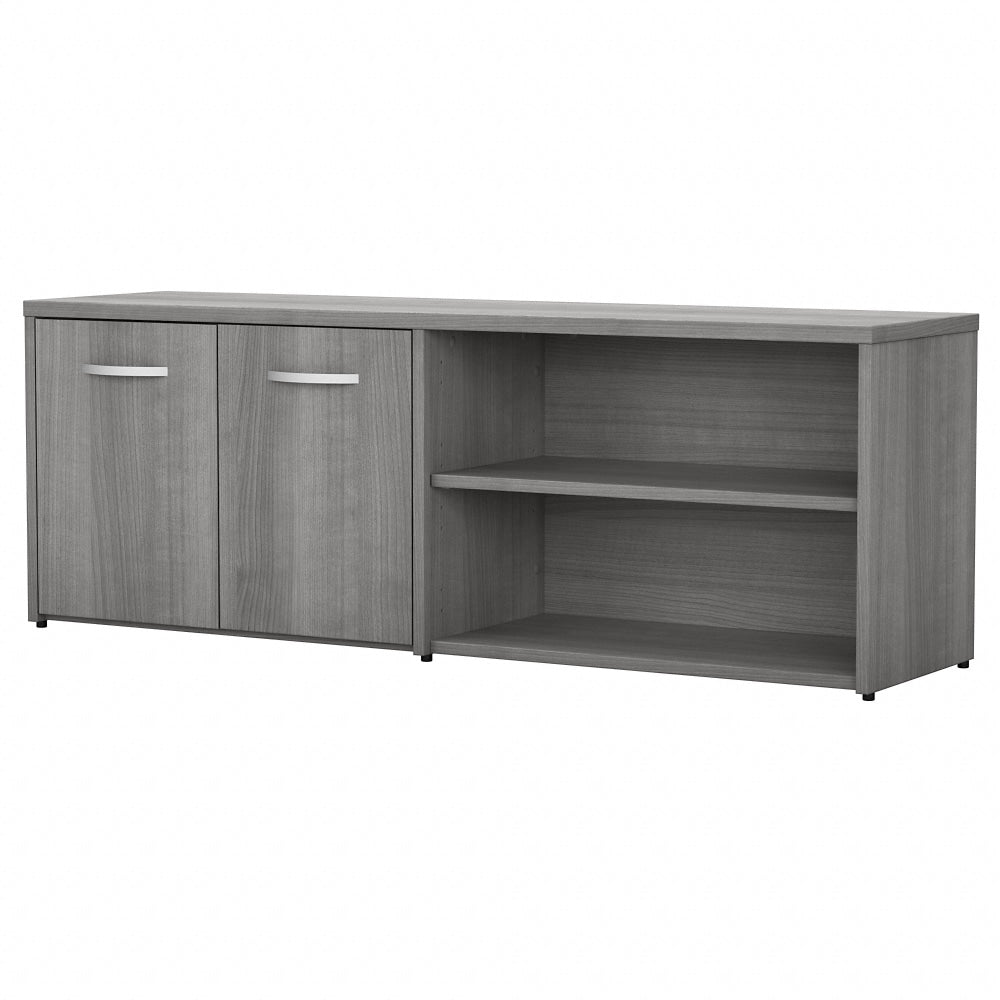 Bush Business Furniture Studio C 60inW Low Storage Cabinet With Doors And Shelves, Platinum Gray, Standard Delivery