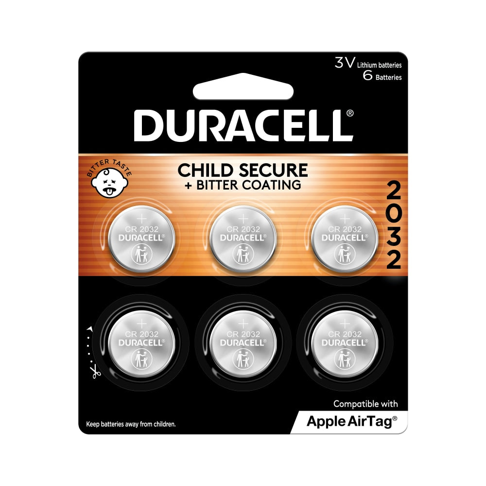 Duracell 2032 3V Lithium Coin Batteries, Pack of 6