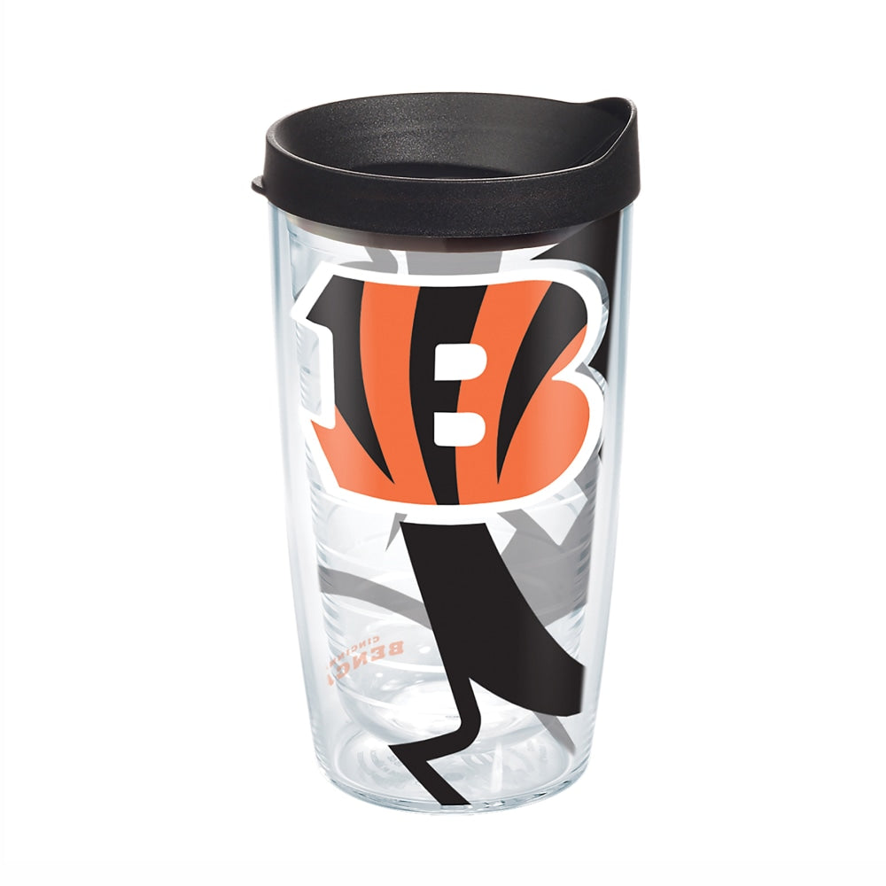 Tervis NFL Tumbler With Lid, 16 Oz, Cincinnati Bengals, Clear