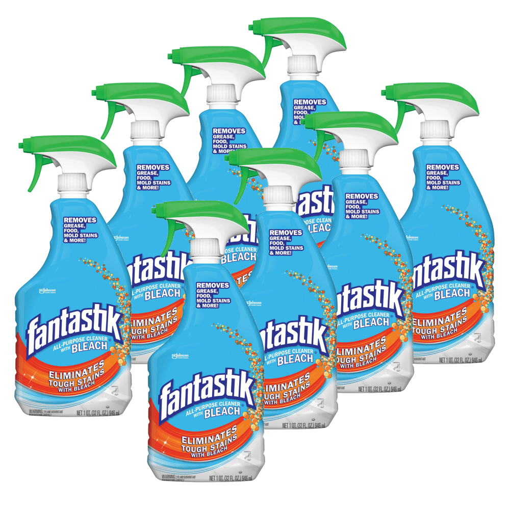 Fantastik All-Purpose Cleaner With Bleach Spray, Fresh Clean Scent, 32 Oz Bottle, Clear, Case Of 8