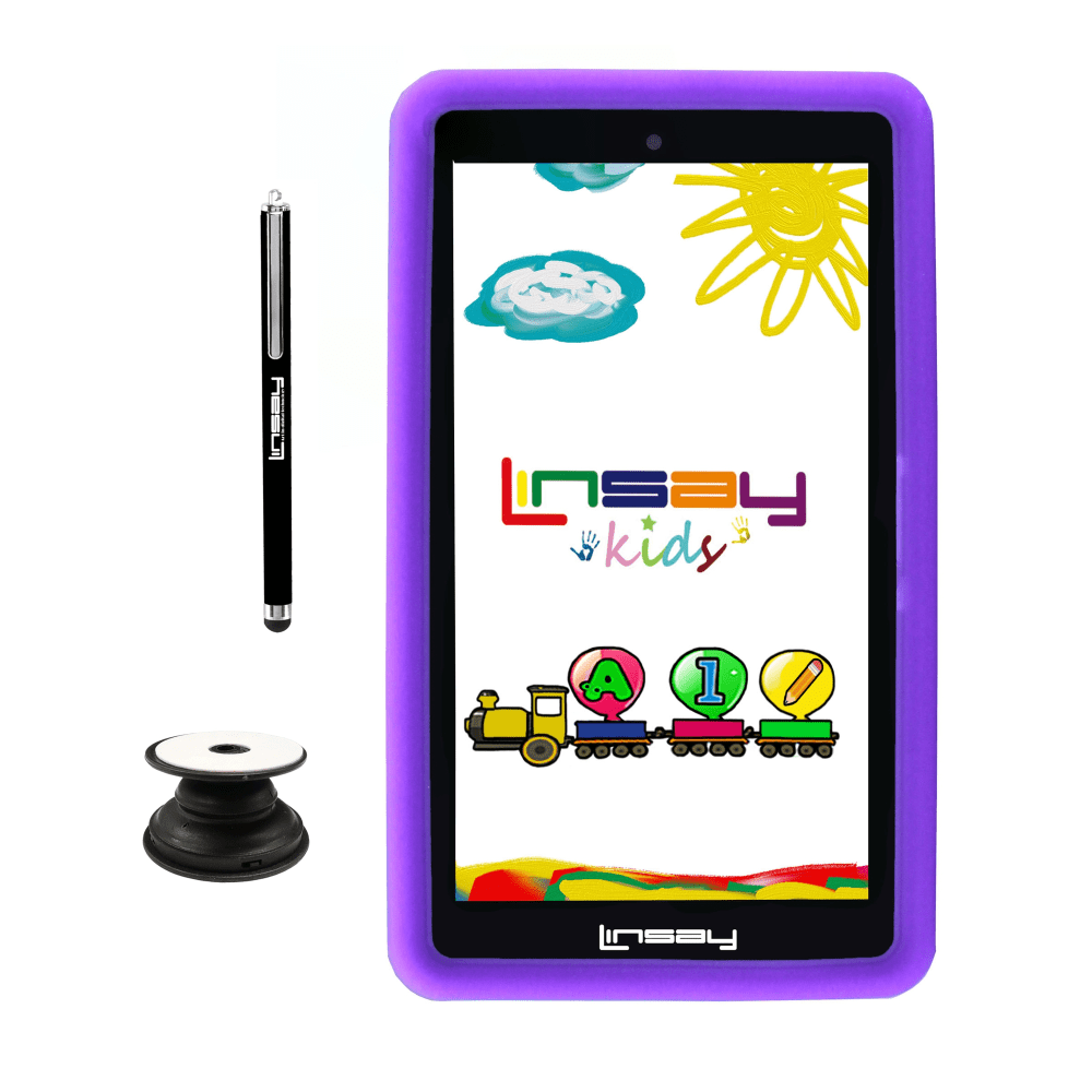 Linsay F7 Tablet, 7in Screen, 2GB Memory, 64GB Storage, Android 13, Kids Purple