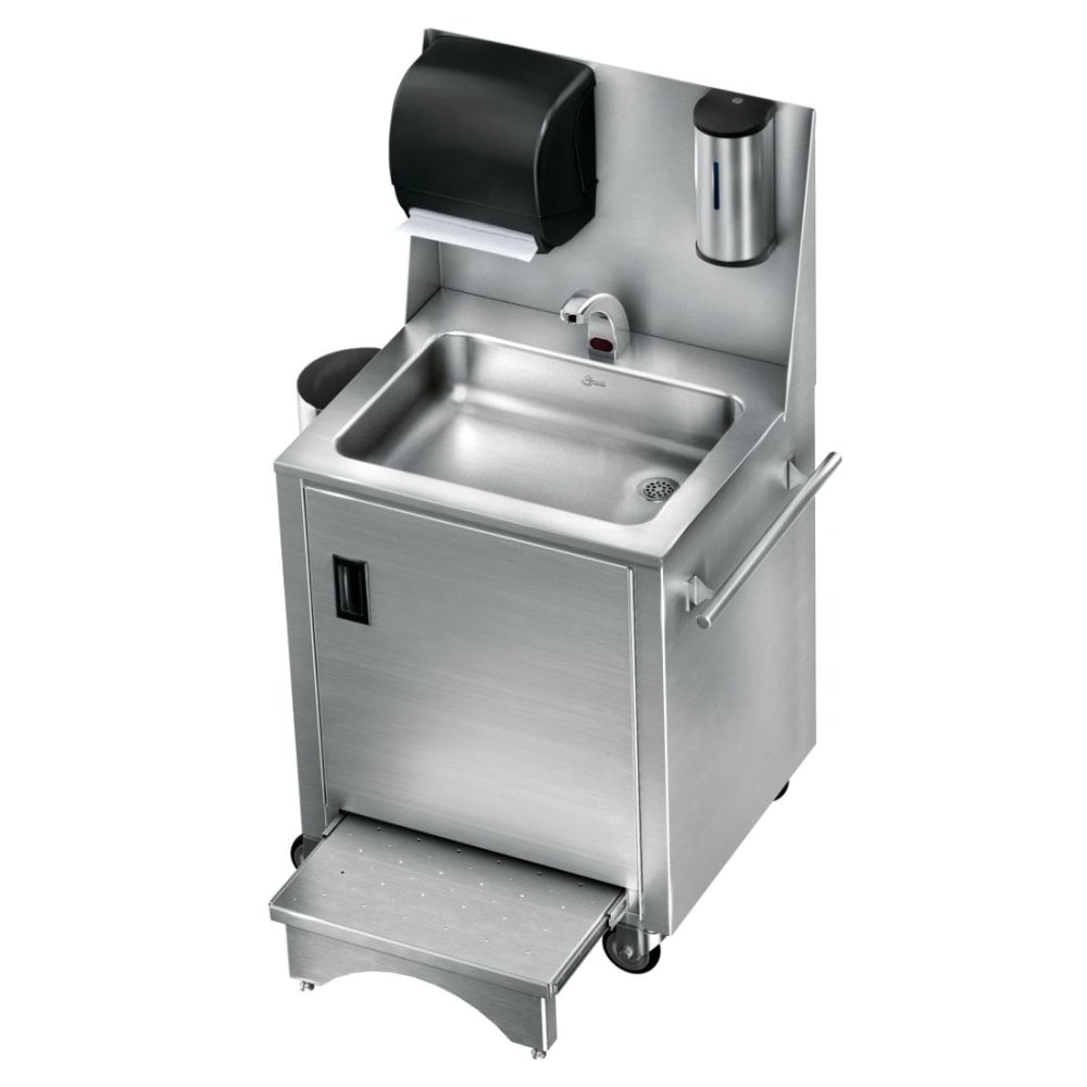 Zurn JUST Stainless Steel Portable Hand Washing Station, 53-3/4inH x 29-5/8inW x 23-3/16inD, Silver