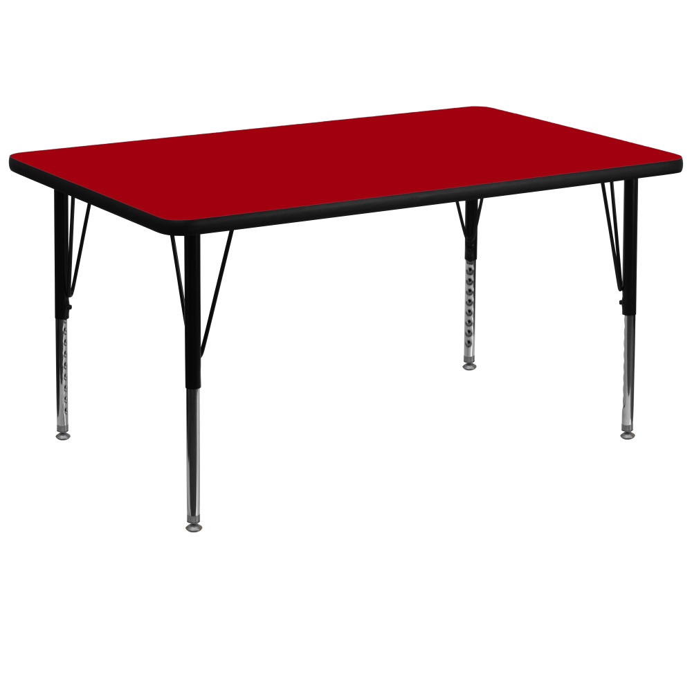 Flash Furniture 72inW Rectangular Thermal Laminate Activity Table With Short Height-Adjustable Legs, Red