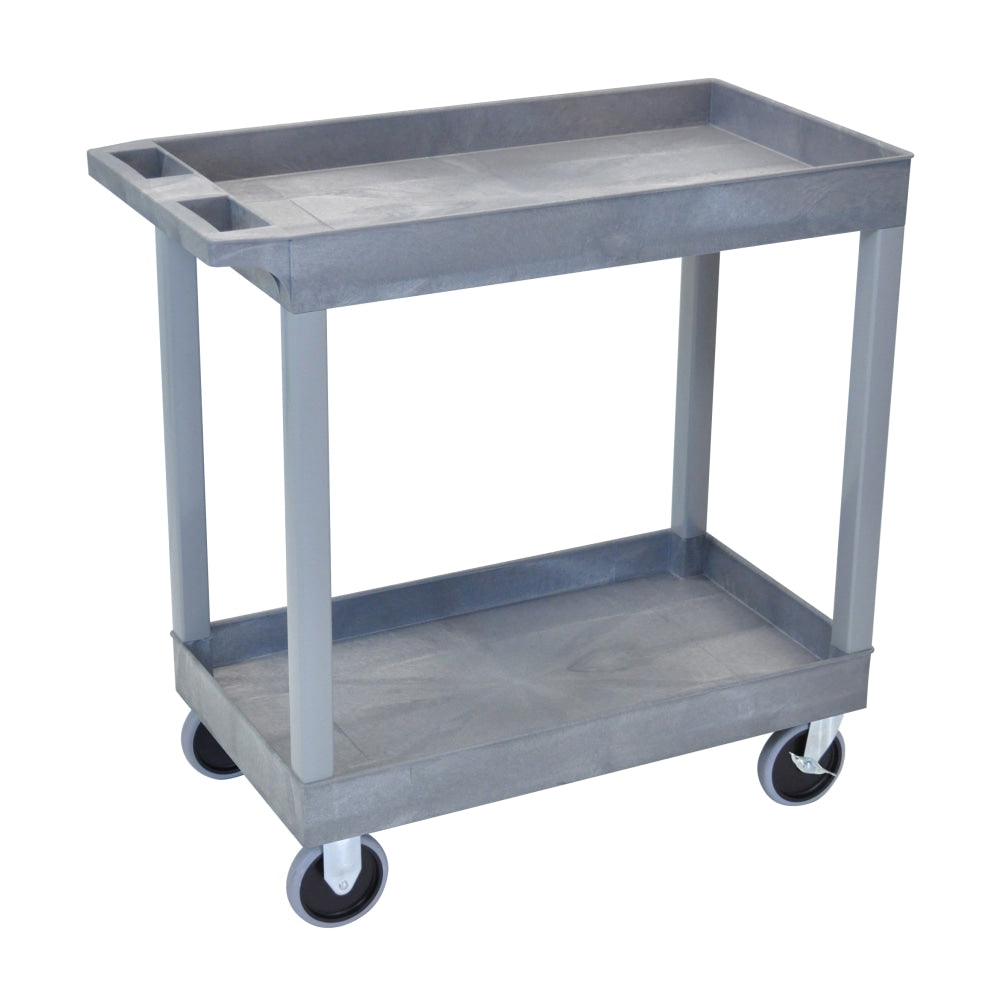 Luxor E-Series 2-Shelf Tub Cart, 35 1/4inH x 32inW x 18inD, Gray