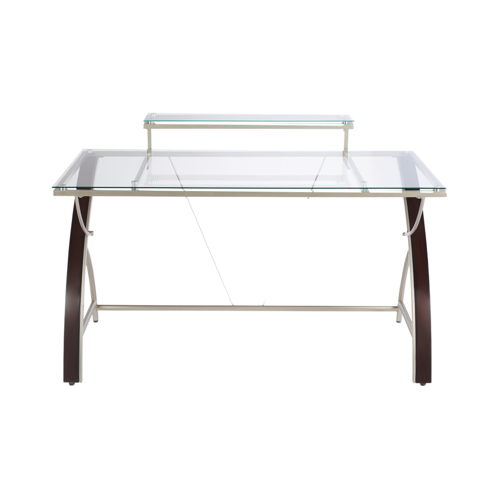 Realspace Axley 55inW Glass Computer Desk, Cherry/Silver