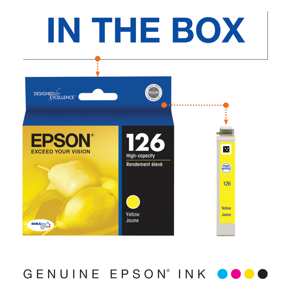 Epson 126 DuraBrite Yellow Ultra-High-Yield Ink Cartridge, T126420