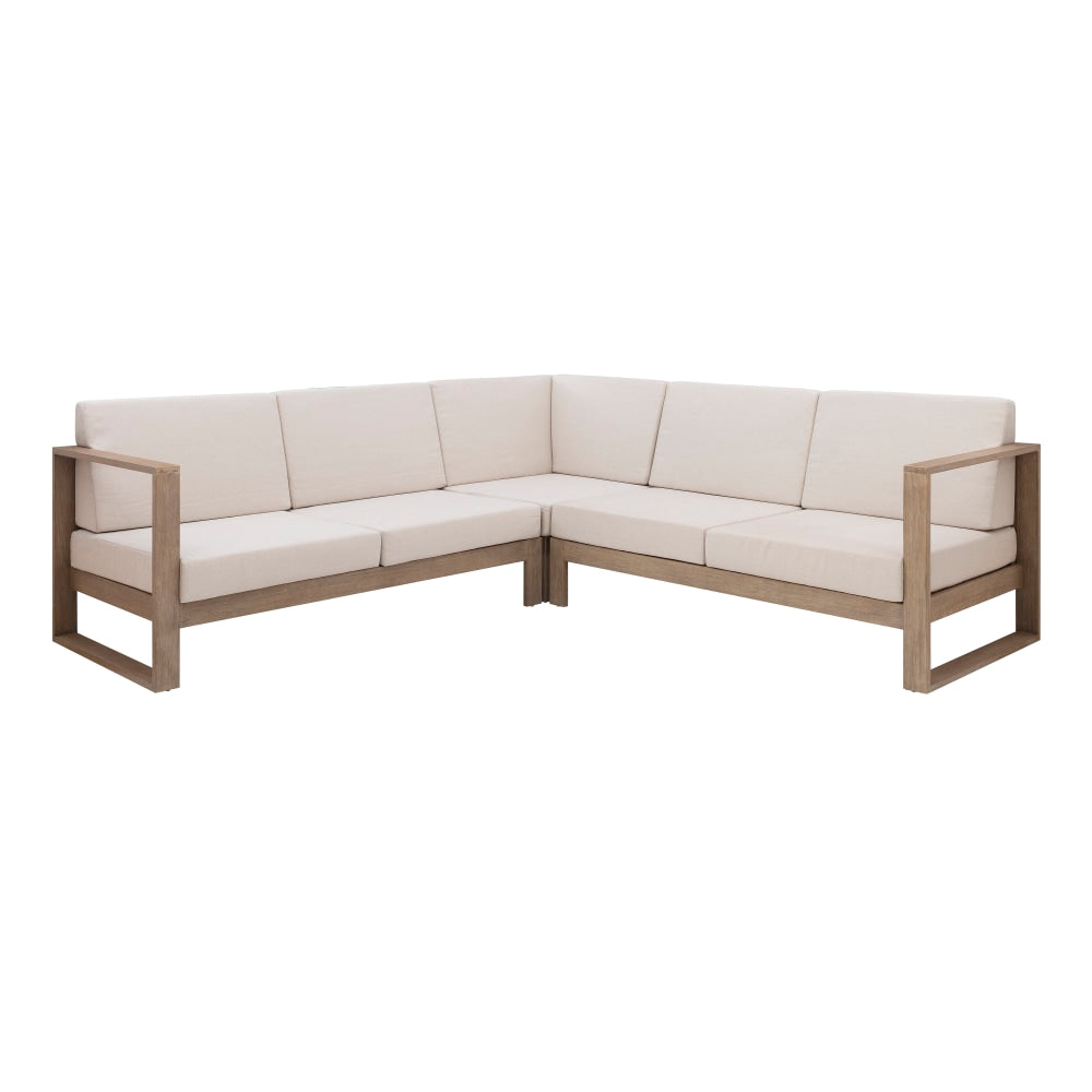 Linon Boleyn Outdoor Sectional Sofa, 33inH x 90-2/5inW x 30-1/4inD Beige/Natural