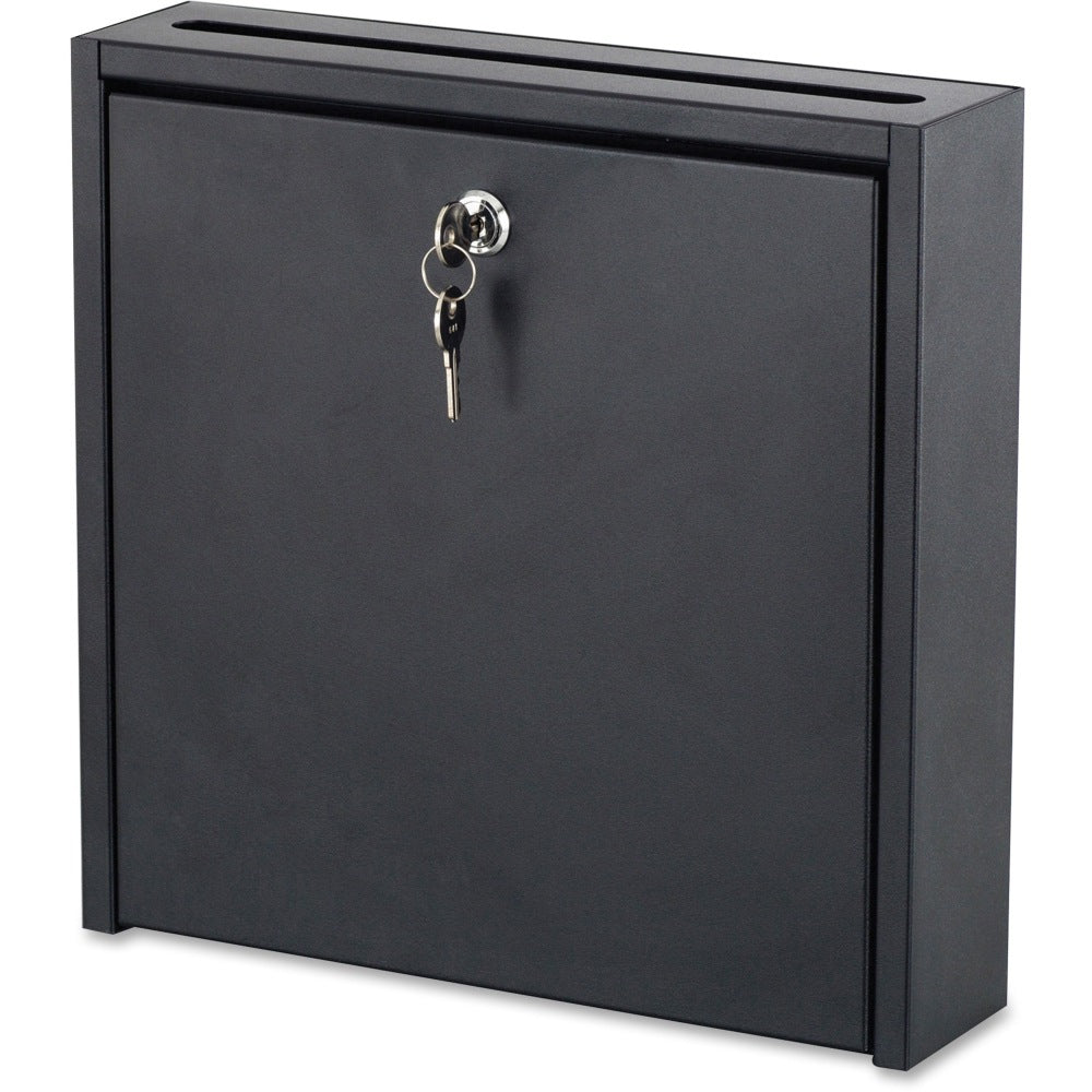 Safco Wall-Mounted Inter-department Steel Mailbox With Lock, 12in x 12in, Black