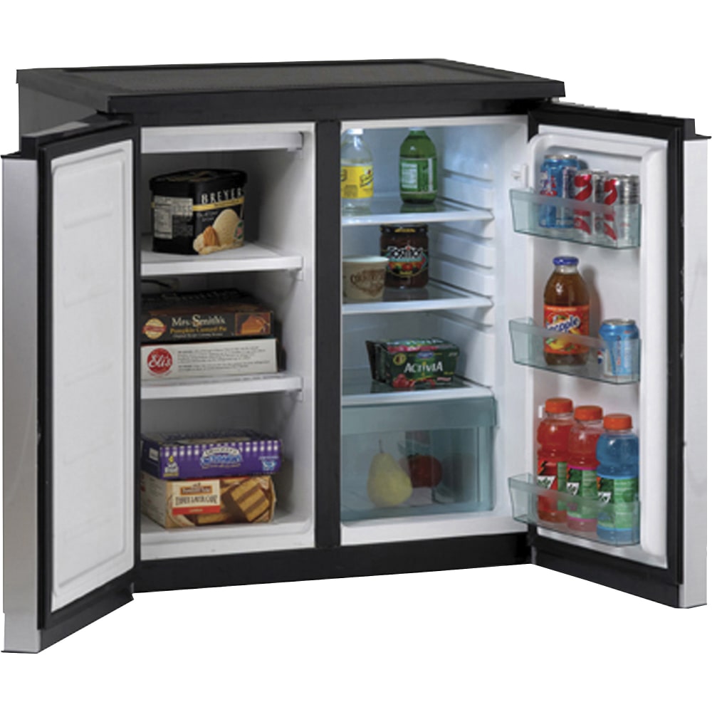 Avanti Model RMS551SS - SIDE-BY-SIDE Refrigerator/Freezer - 5.50 ft³ - Auto-defrost - 3.30 ft³ Net Refrigerator Capacity - 2.20 ft³ Net Freezer Capacity - 120 V AC - 338 kWh per Year - Stainless Steel - Smooth - Glass, Stainless Steel