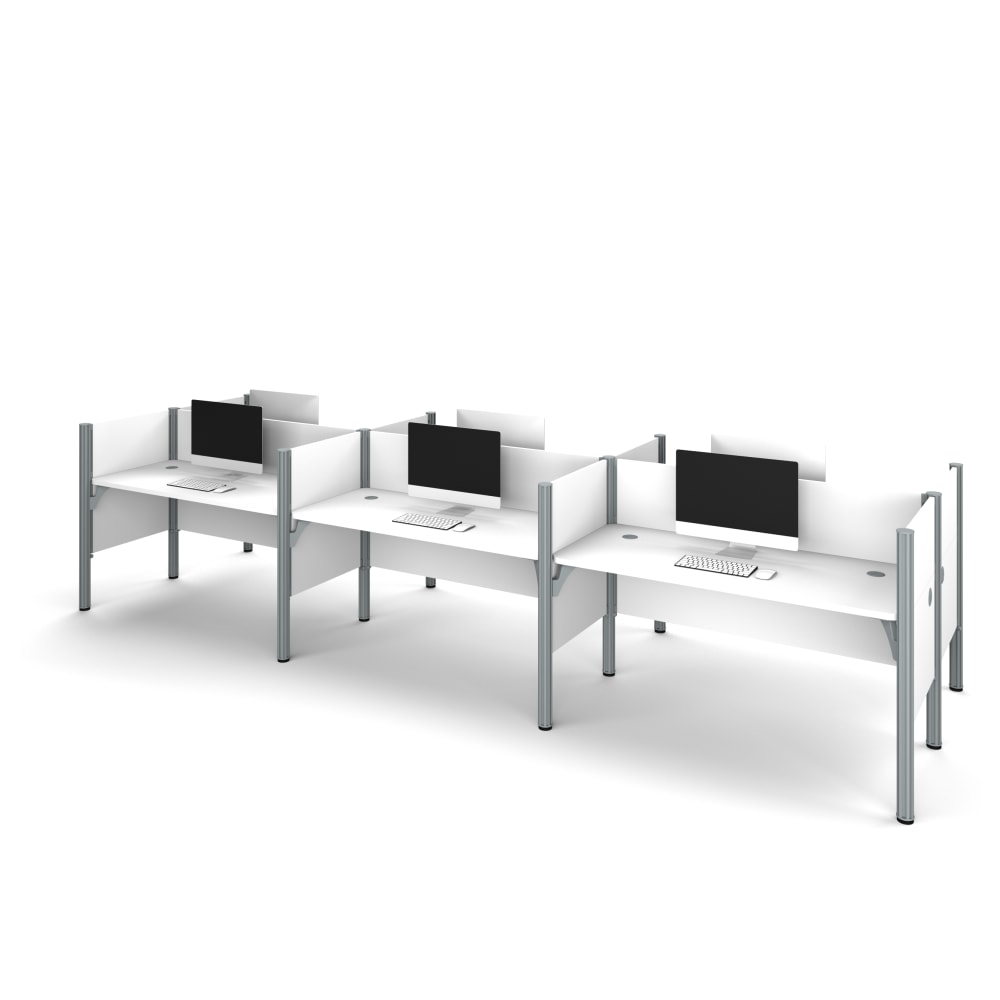 Bestar Pro-Biz 183inW 6-Person Computer Desk Office Cubicles With Low Privacy Panels, White