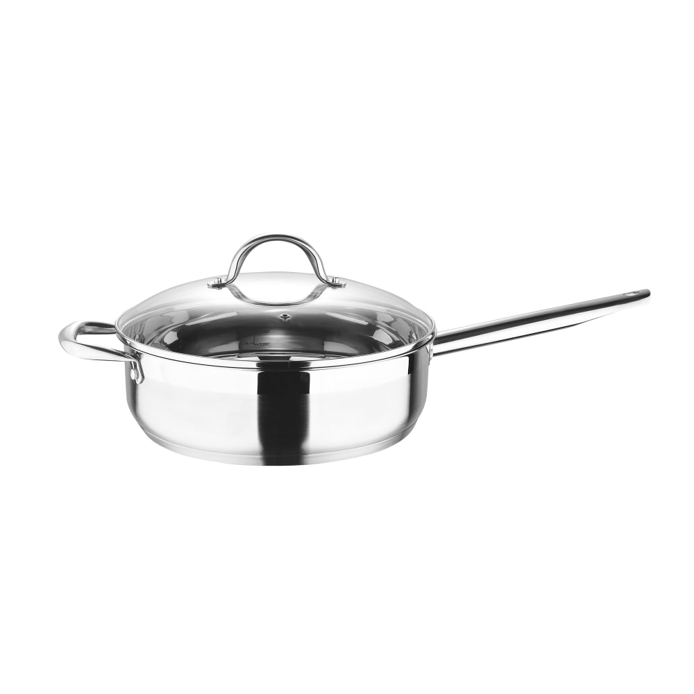 Bergner Stainless-Steel Induction-Ready Saute Pan With Helper Handle And Lid, 5 Qt, Stainless Steel