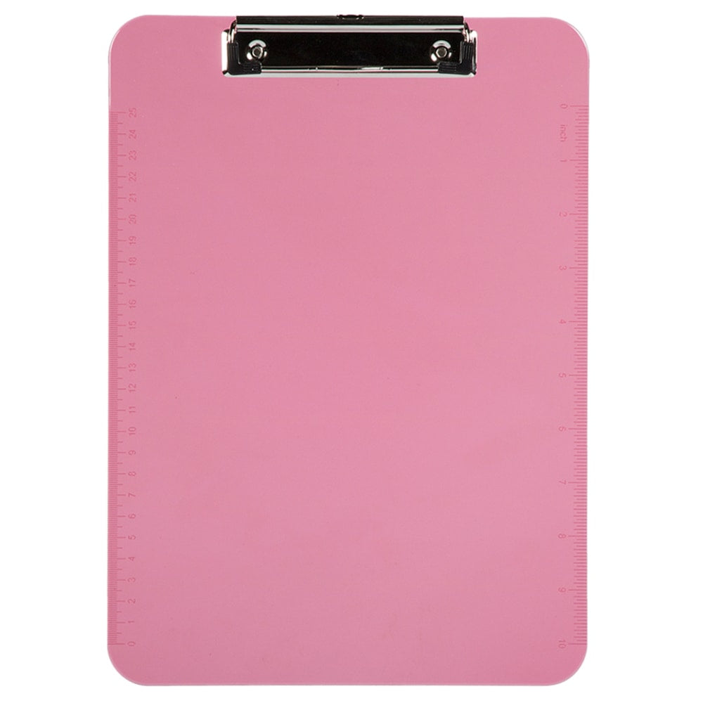 JAM Paper Plastic Clipboards with Metal Clip, 9in x 13in, Pink, Pack Of 12