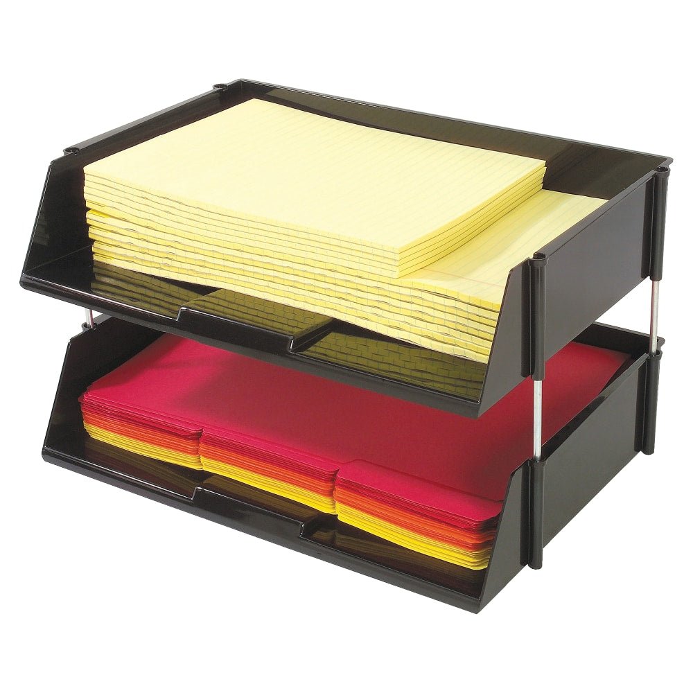 Deflecto Heavy-Duty Side-Loading Letter Tray, 3 1/4inH x 16 1/4inW x 11 3/16inD, Black