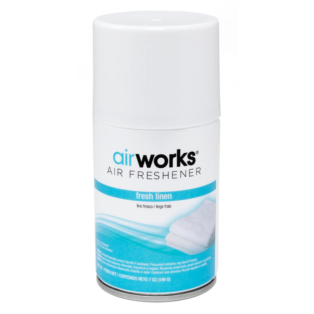 Hospeco AirWorks Metered Aerosol Air Fresheners, Fresh Linen, 7 Fl Oz, Pack Of 12 Fresheners