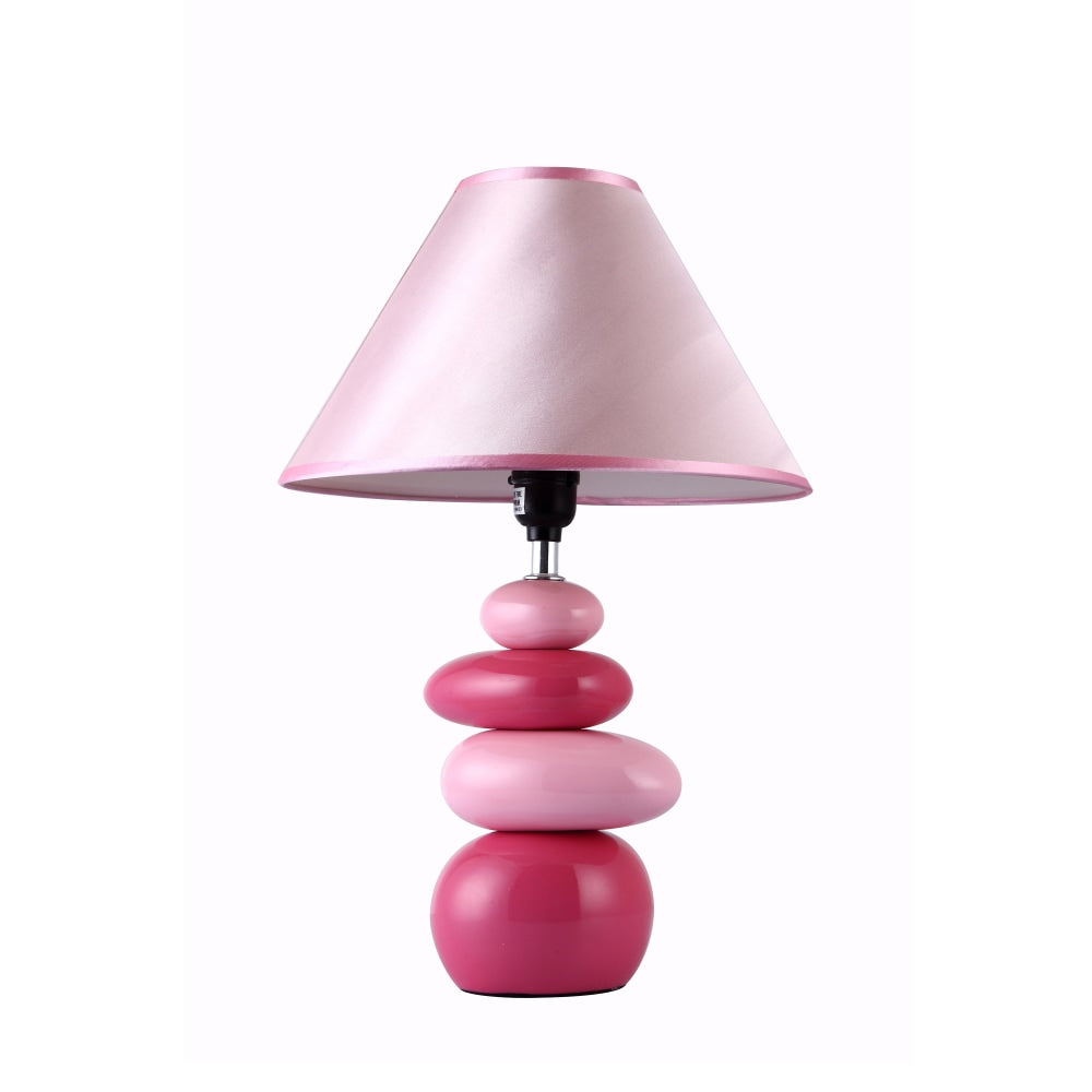 Simple Designs Shades Of Pink Ceramic Table Lamp, 17 5/8inH, Pink Shade/Pink Base