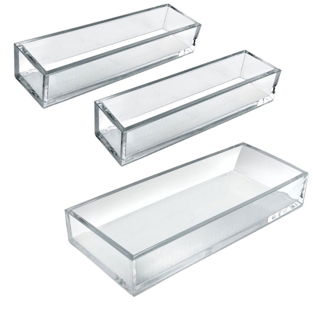 Azar Displays Deluxe Tray 3-Piece Set, Narrow Trays/Large Tray, Clear